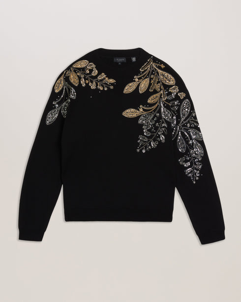 ROSMRRY-Knitwear-Embellished Crew Neck Long S- Ted Baker Romania